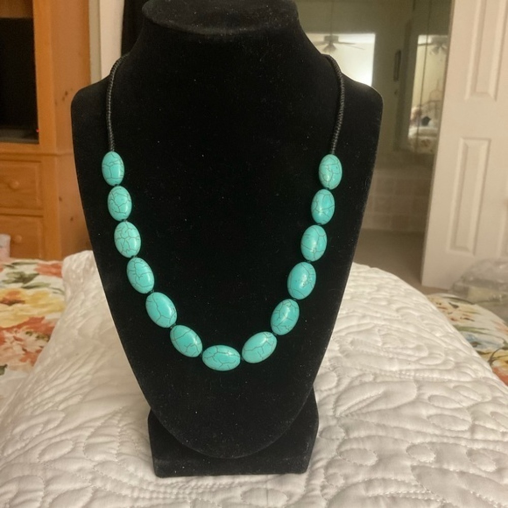 20" Turquoise neckpiece on cord. Quantity 2, sold separately